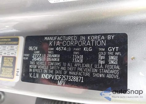 2025 Kia Sportage Ex z USA, uszkodzony, nr VIN KNDPV3DF2S7328871